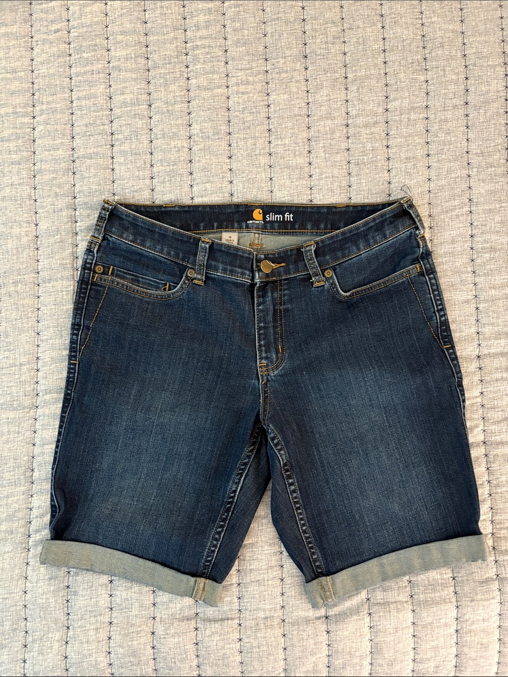 Carhartt Women's Slim Fit Dark Blue Denim Jean Shorts